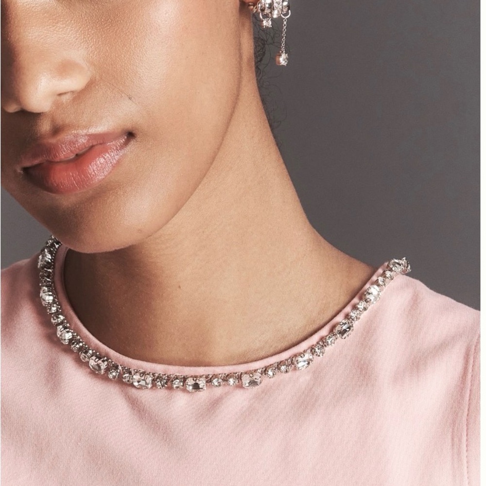 Maeve Pink Jeweled-Neck Sleeveless Top - Picture 2 of 8